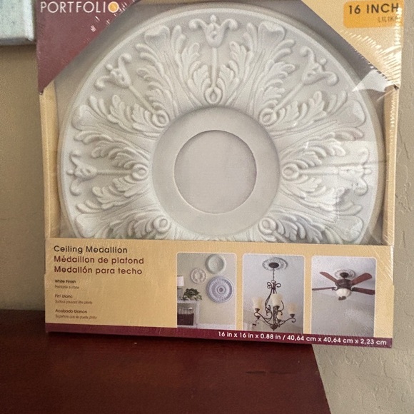 16” X 16” X . 88 White Ceiling Medallion Paintable Surface Portfolio Decor Light - Picture 1 of 4